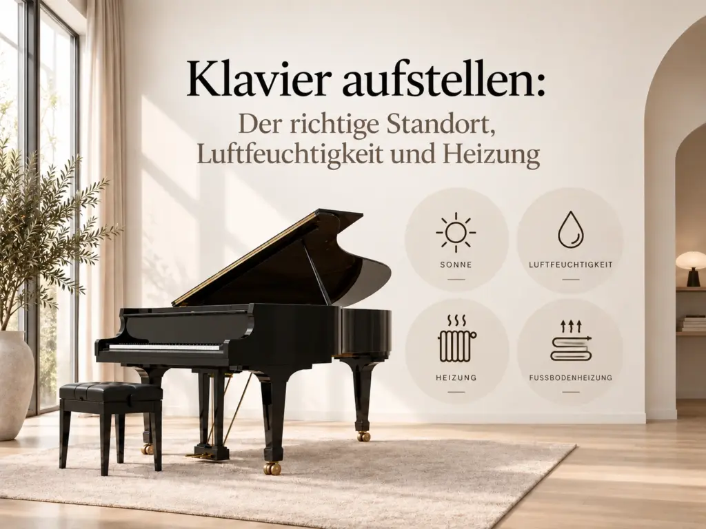 Klavier aufstellen: Der richtige Standort, Luftfeuchtigkeit und Heizung.