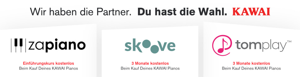 Kawai Partnerangebote: zapiano Einführungskurs, drei Monate Skoove und drei Monate Tomplay